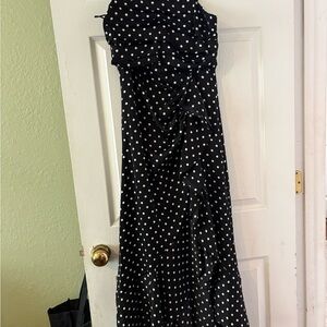 Black & White Polka Dot Ruffle Maxi Dress